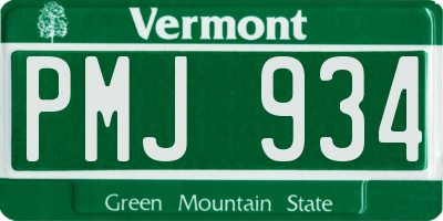 VT license plate PMJ934