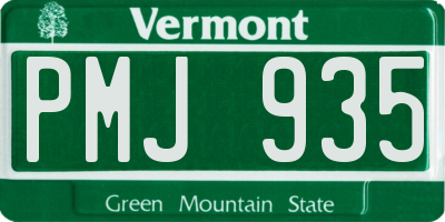 VT license plate PMJ935