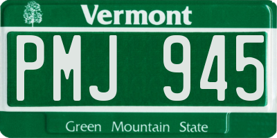 VT license plate PMJ945