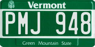VT license plate PMJ948