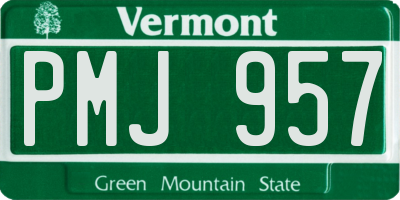 VT license plate PMJ957