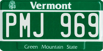 VT license plate PMJ969