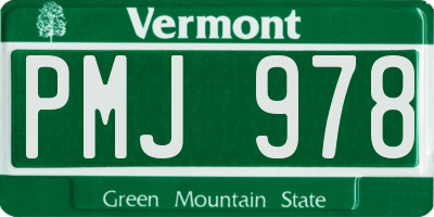 VT license plate PMJ978