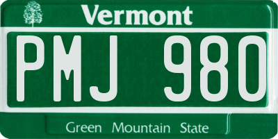 VT license plate PMJ980