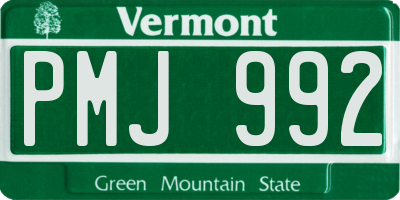 VT license plate PMJ992