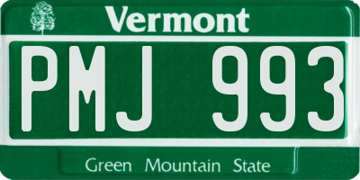 VT license plate PMJ993