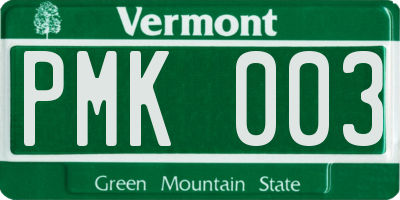 VT license plate PMK003