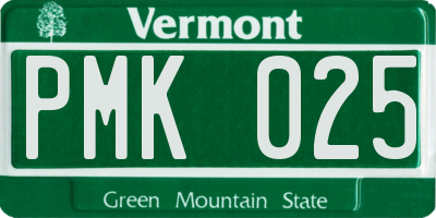 VT license plate PMK025