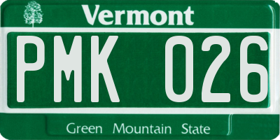 VT license plate PMK026
