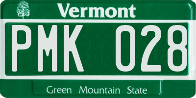 VT license plate PMK028
