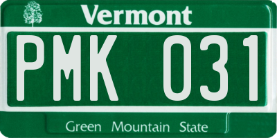 VT license plate PMK031
