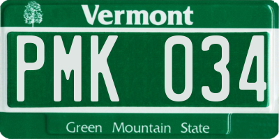 VT license plate PMK034