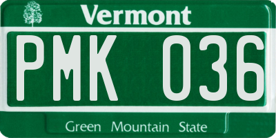 VT license plate PMK036