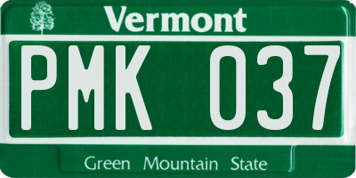 VT license plate PMK037
