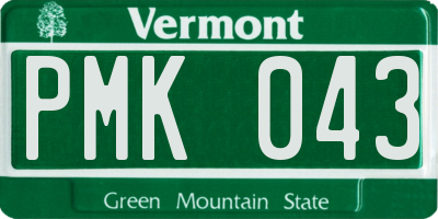VT license plate PMK043