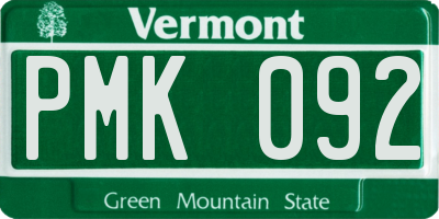 VT license plate PMK092