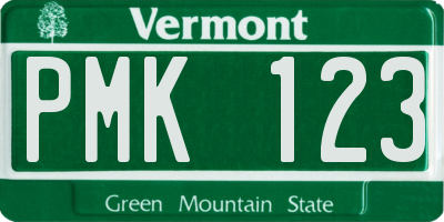 VT license plate PMK123