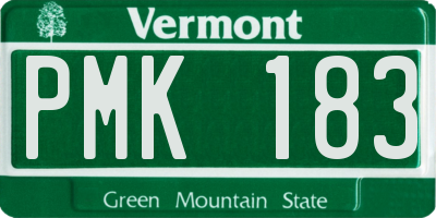 VT license plate PMK183