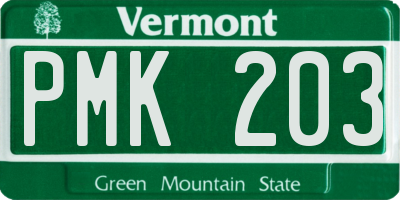 VT license plate PMK203