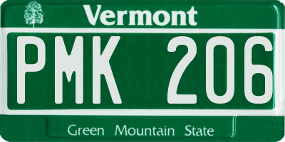 VT license plate PMK206