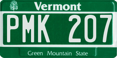 VT license plate PMK207