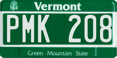 VT license plate PMK208