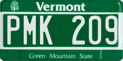 VT license plate PMK209