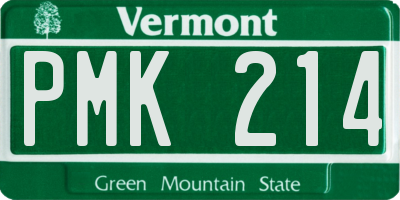 VT license plate PMK214