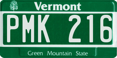 VT license plate PMK216