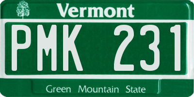 VT license plate PMK231