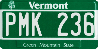 VT license plate PMK236
