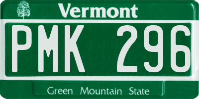 VT license plate PMK296