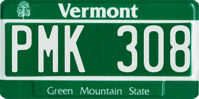 VT license plate PMK308
