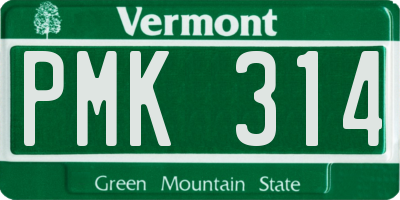 VT license plate PMK314