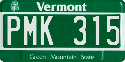 VT license plate PMK315