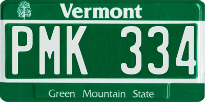 VT license plate PMK334