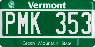 VT license plate PMK353