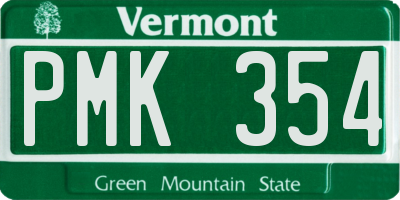 VT license plate PMK354