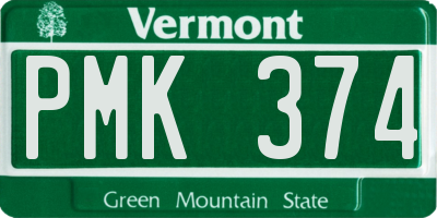 VT license plate PMK374