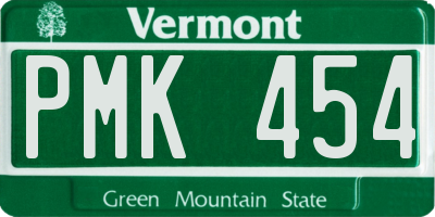 VT license plate PMK454