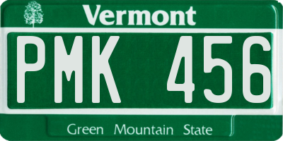 VT license plate PMK456