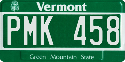 VT license plate PMK458
