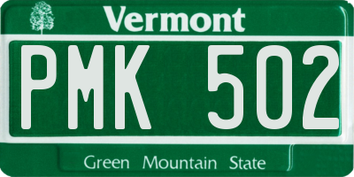 VT license plate PMK502