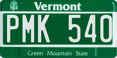 VT license plate PMK540
