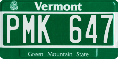 VT license plate PMK647
