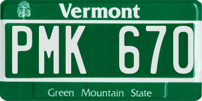 VT license plate PMK670