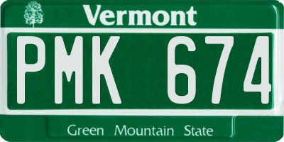 VT license plate PMK674