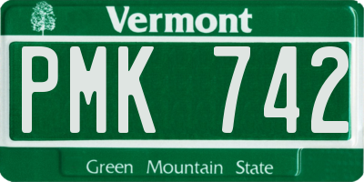 VT license plate PMK742