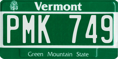 VT license plate PMK749