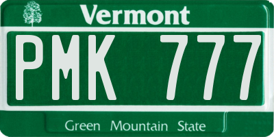VT license plate PMK777